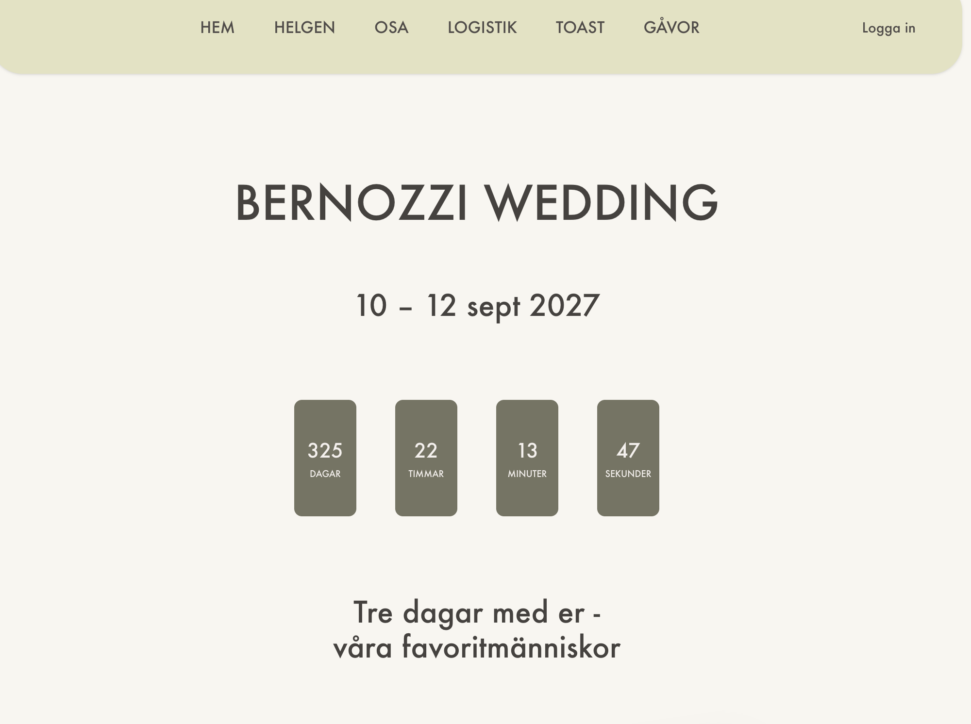 Wedding app landing page